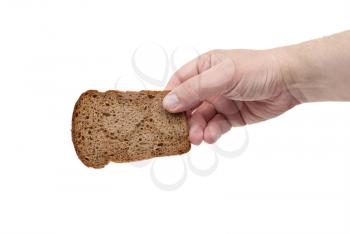 Royalty Free Photo of a Hand Holding Sliced Bread