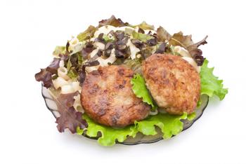 Royalty Free Photo of Cutlets With Salad Leaves