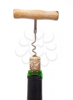 Royalty Free Photo of a Corkscrew Opening a Wine Bottle
