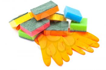 Rubber gloves and kitchen sponges 