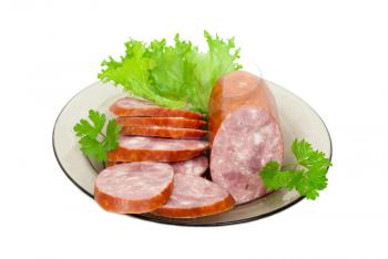 Sliced salami and lettuce