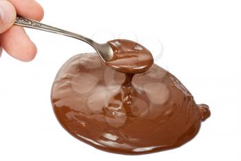 Chocolate syrup and spoon 