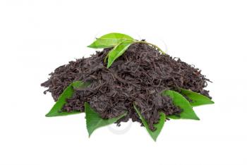 Black tea with leafs