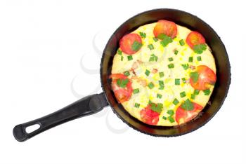 Omelet pan with tomatoes