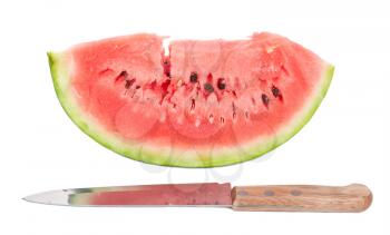 Pieces of watermelon with the knife 