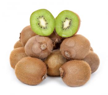 Royalty Free Photo of Whole Kiwi Fruit and One Cut in Half