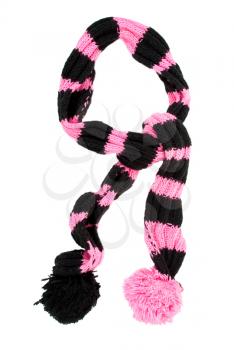 Royalty Free Photo of a Pink and Black Striped Winter Scarf 