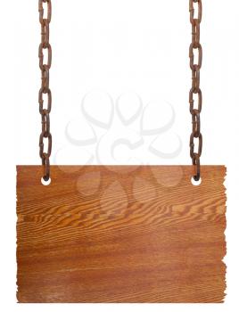 Wood sign board with chains