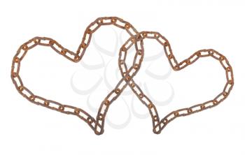 Two hearts  of a metal chain