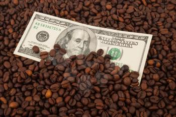 Coffee beans with money