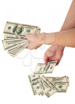 Hands counting money