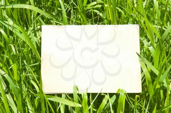 Paper on green grass background