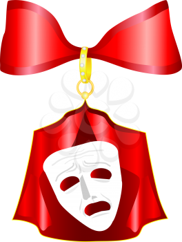 Theatrical mask with a red ribbon
