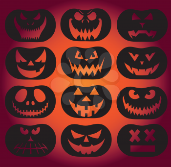 Vector Collection of Spooky Halloween Ghost and Pumpkin Faces