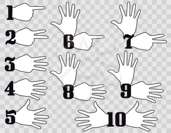 Hand , Numbers Counting Flat Design