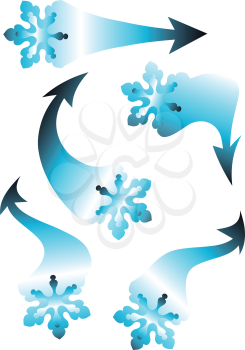 Set of snowflakes arrow stickers, vector illustratio