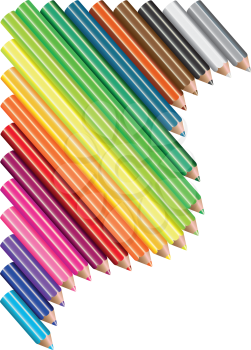 Set colored pencils on white background. Vector illustration. Office supplies.