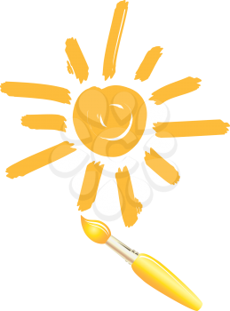 Drawing sun. Brush Images. Icon. Smiley