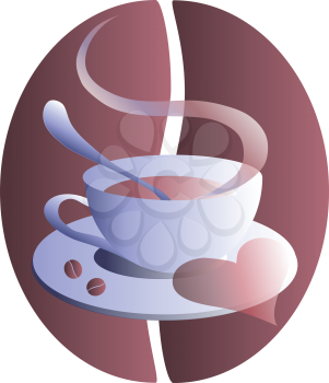 coffee cup, stylized vector icon
