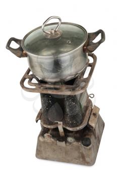 Old kerosene primus with a pan