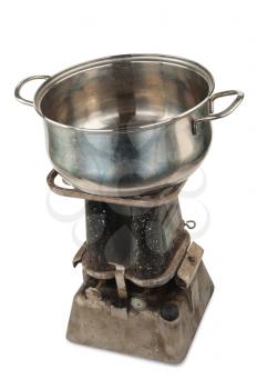 Old kerosene primus with a pan
