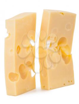Cheese blocks isolated on white background