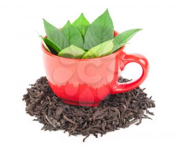 Red Cup with tea leaves