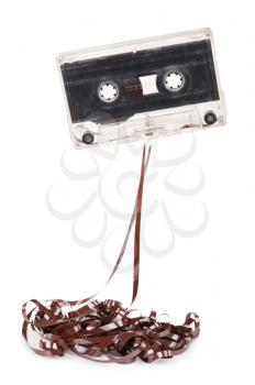 Audio cassette with tape tangle