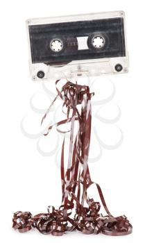 Audio cassette with tape tangle