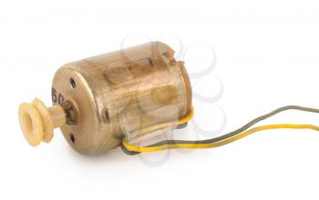 Small electric motor on white background