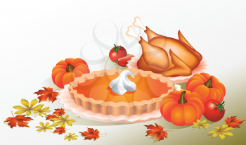 Thanksgiving Day. Design for the decoration. Delicious lunch, dinner
