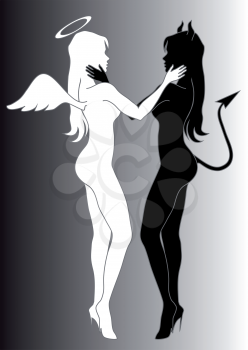 angel and devil; good and bad