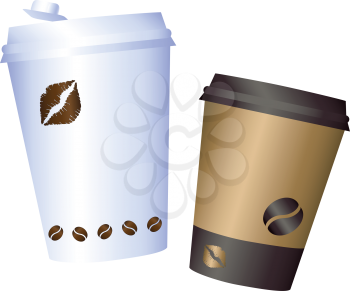 Coffee cup illustration. Paper. coffee cup icon isolated on background. Plastic coffee cup with hot coffee in flat style. Coffee cup beans