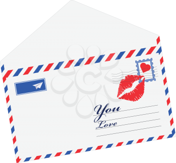 Heart in the envelope. Mail open with heart. The image to the day of lovers