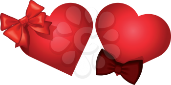 Template for wedding, greeting, invitation or valentines day card with heart and ribbon