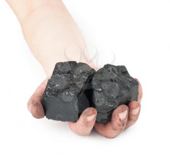 Pieces of coal in hands