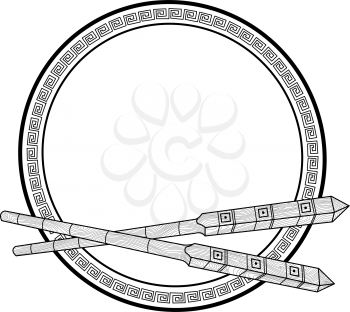 Royalty Free Clipart Image of an Empty Plate and Chopsticks