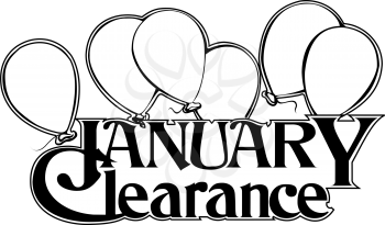 Royalty Free Clipart Image of a January Clearance Ad