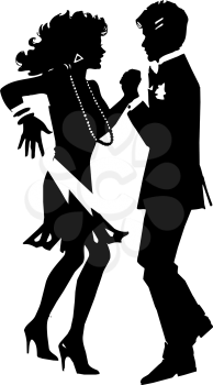 Royalty Free Clipart Image of Two People Dancing