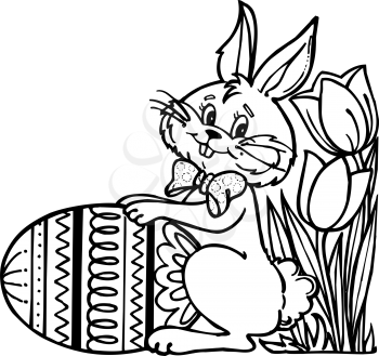 Royalty Free Clipart Image of an Easter Bunny With an Egg