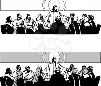 Royalty Free Clipart Image of Two Versions of the Last Supper