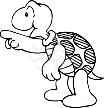 Royalty Free Clipart Image of a Turtle Pointing