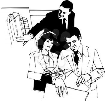 Royalty Free Clipart Image of Three Businesspeople