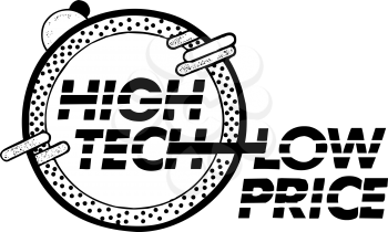 Royalty Free Clipart Image of a Design Advertising Low Prices for High Tech