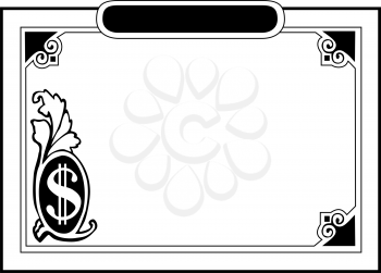 Royalty Free Clipart Image of a Frame With a Dollar Sign