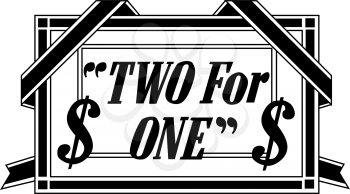 Royalty Free Clipart Image of a Two for One Coupon