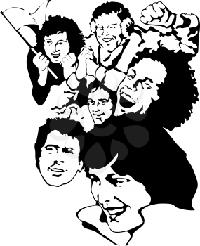 Royalty Free Clipart Image of People Cheering