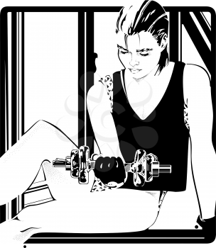 Royalty Free Clipart Image of a Woman Using Weights
