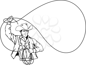 Royalty Free Clipart Image of a Cowboy With a Lasso
