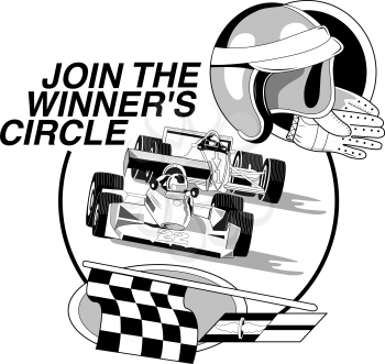Royalty Free Clipart Image of a Race Car Promo Design